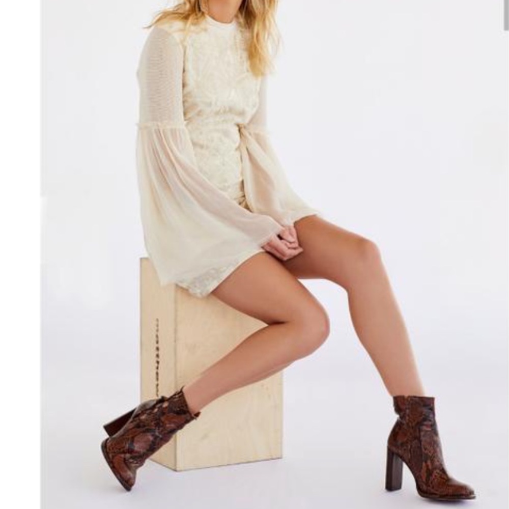 Free People Cream Lace Mini Dress